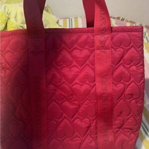 Victoria's Secret Red Quilted Tote Bag